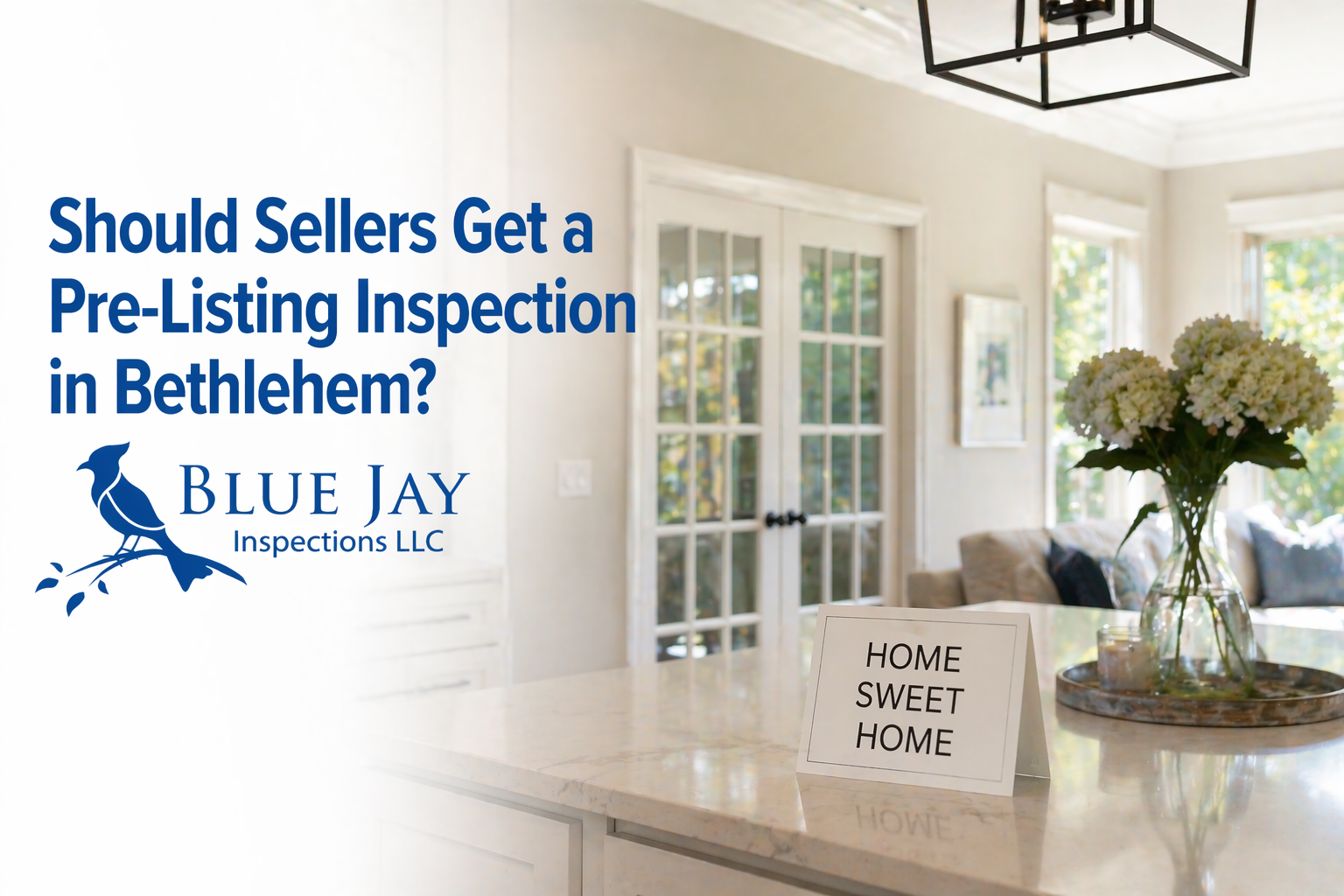 Pre-listing home inspection in Bethlehem NY concept with staged home interior and seller preparing to list property