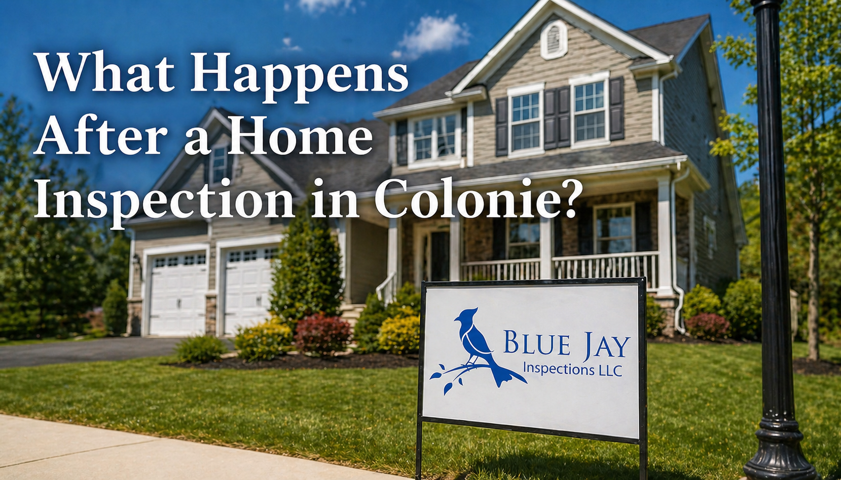 Residential home in Colonie NY with Blue Jay Inspections sign in yard illustrating next steps after a home inspection