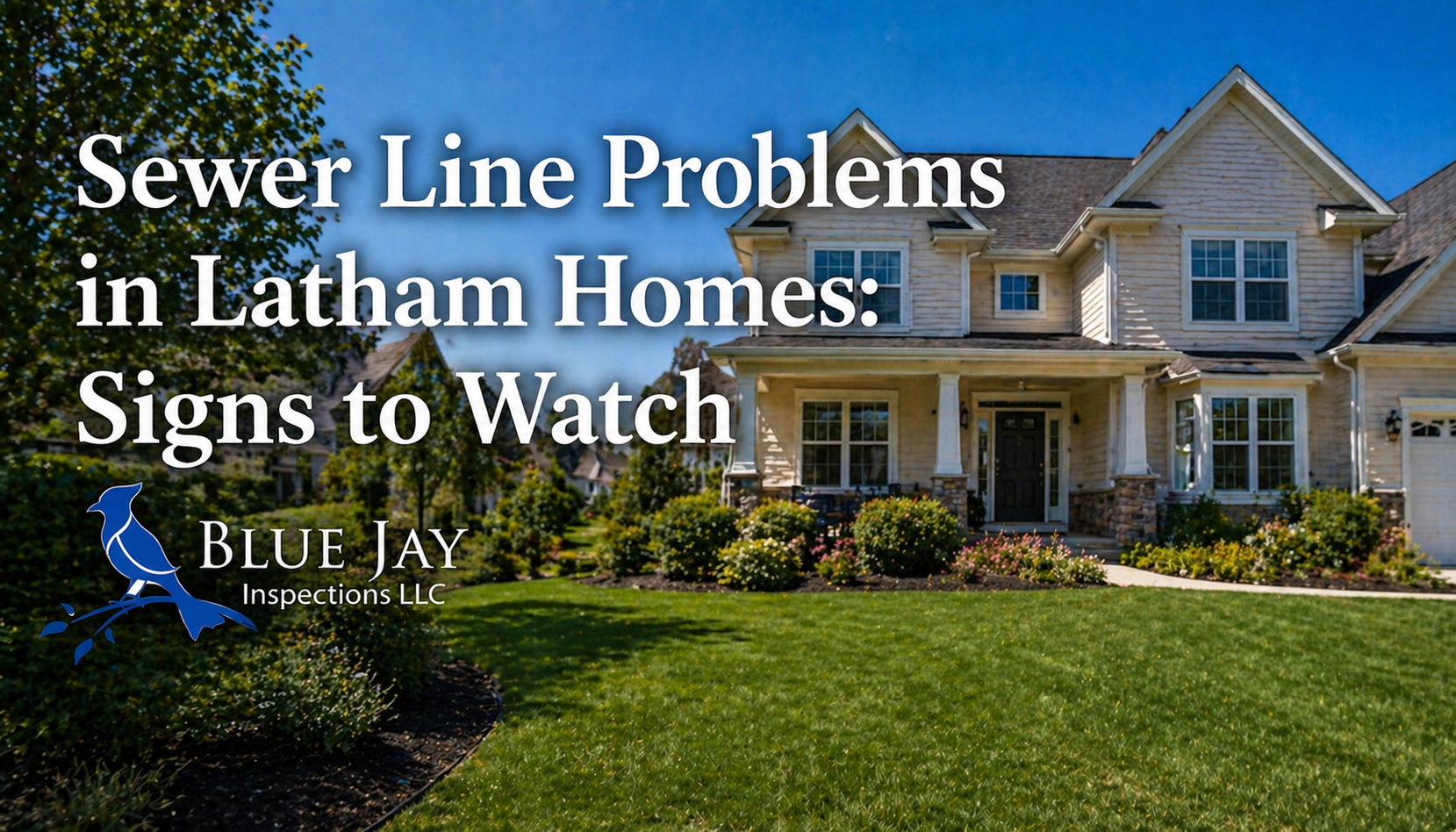 Suburban home in Latham NY with well-maintained lawn representing sewer line issues homeowners should watch for