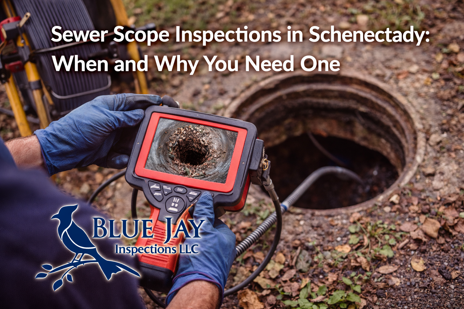Sewer scope inspection camera showing pipe condition in Schenectady NY home during inspection