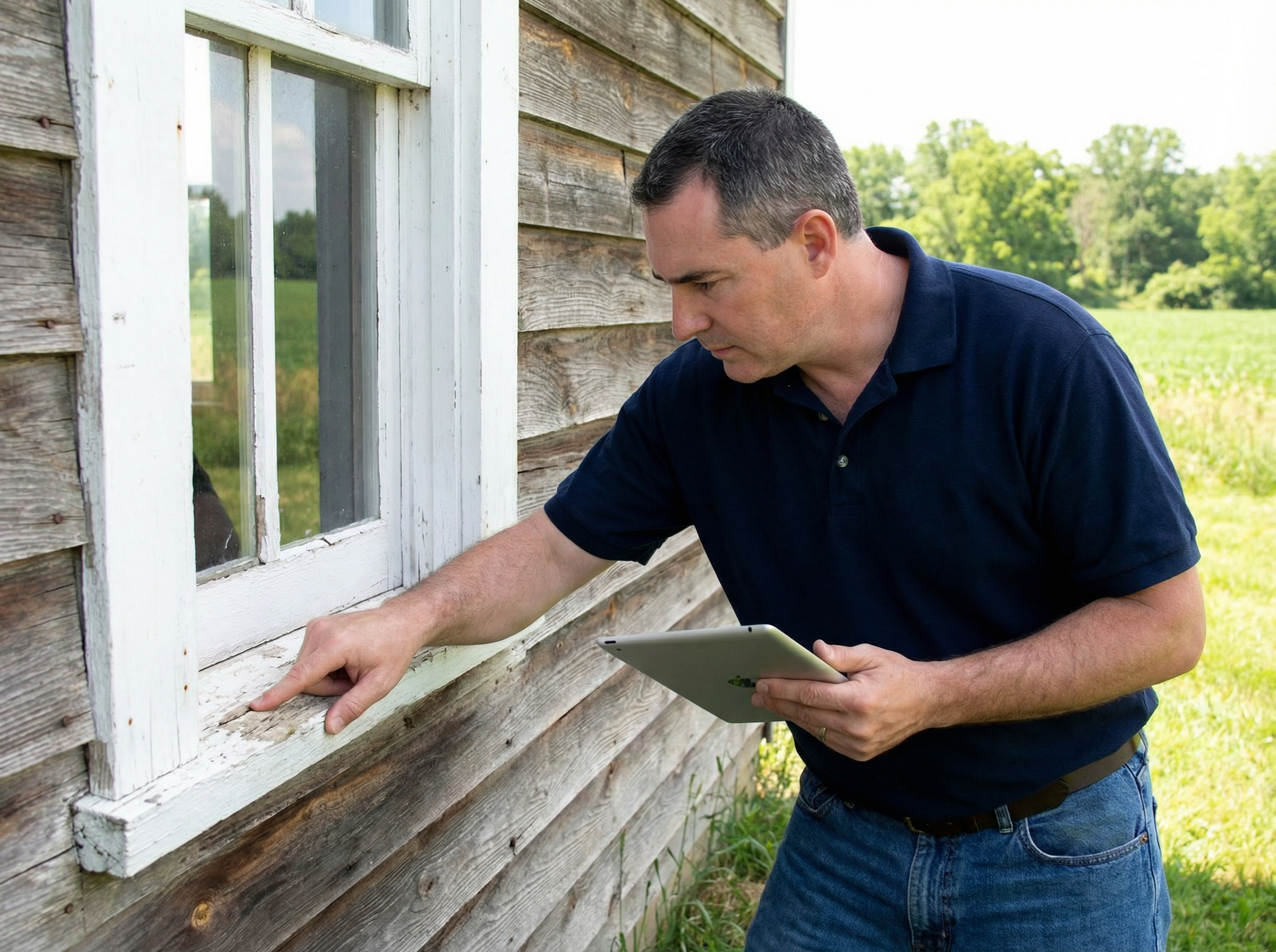 Home inspector examining a roof in a New Scotland, NY home