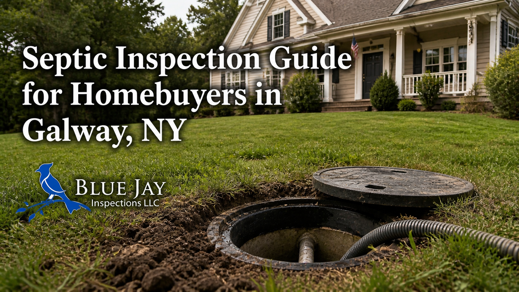 Galway NY home with yard and visible septic access point illustrating importance of septic inspections for homebuyers